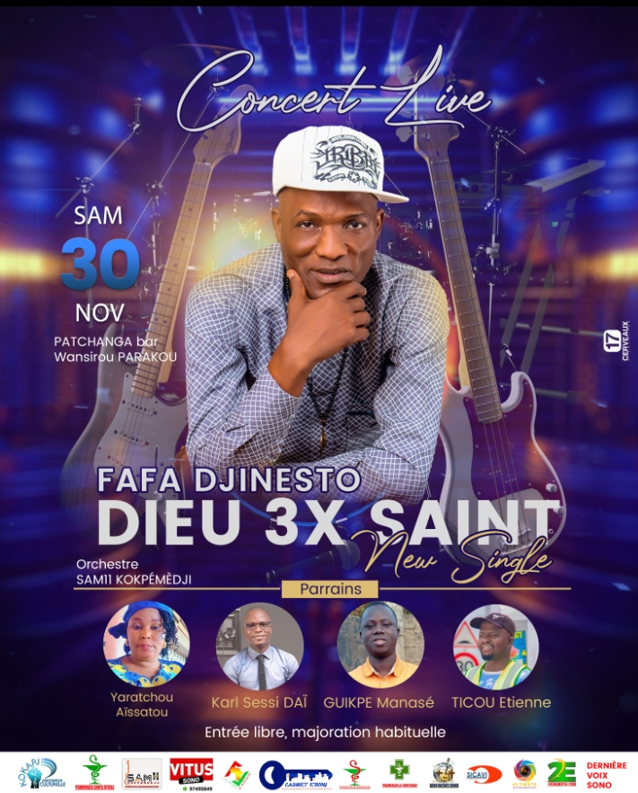 Fafa Djinesto en concert à Parakou pour présenter son nouveau projet « Dieu 3XSaint »