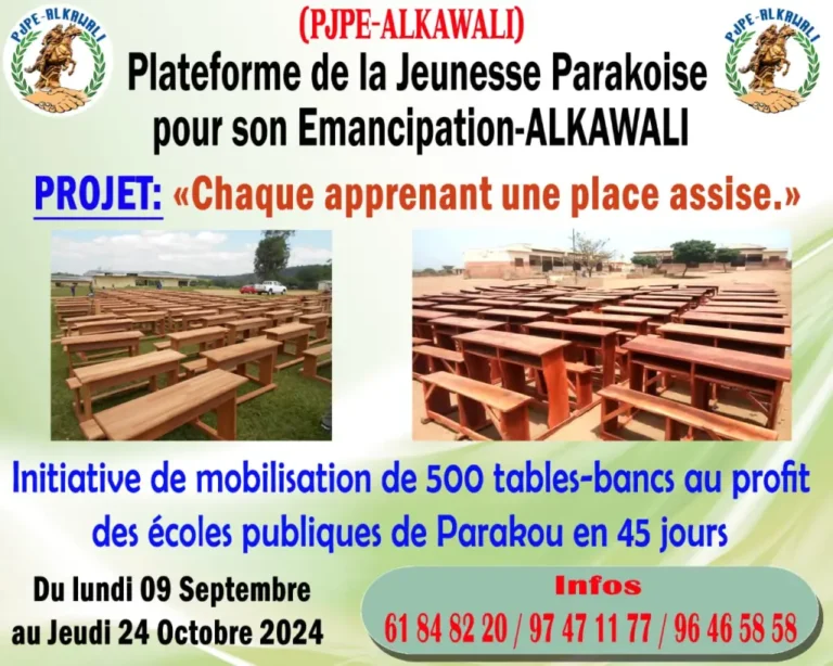 Parakou : Deux semaines supplémentaires pour la mobilisation des 500 tables-bancs en faveur des écoles