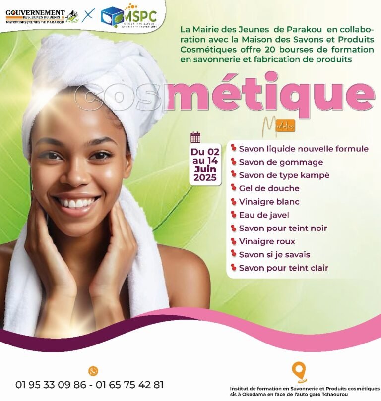 Promotion de l’entrepreneuriat à Parakou : La Mairie des Jeunes de Parakou offre des bourses de formation pour apprendre à fabriquer des savons et produits cosmétiques