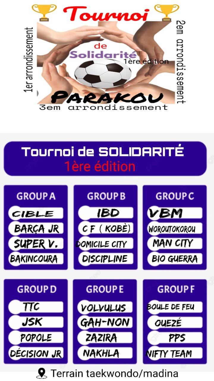Sport/Parakou: Lancement le 14 juillet prochain du tournoi de petits poteaux « Solidarité » (voir le calendrier des rencontres)