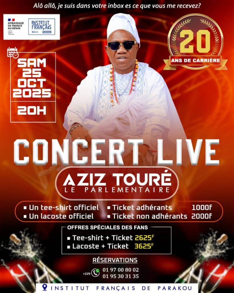 Musique : Aziz Touré « Le Parlementaire » fête 20 ans de carrière en live à Parakou