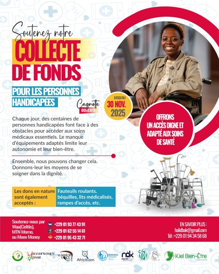 Appel à action sociale pour personnes en situation de handicap : Des jeunes leaders béninois mobilisés pour une santé sans barrières à travers le projet « Inclusion pour Tous ».
