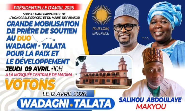 Présidentielle 2026 : Une grande prière pour porter le duo Wadagni-Talata demain à la mosquée de Madina