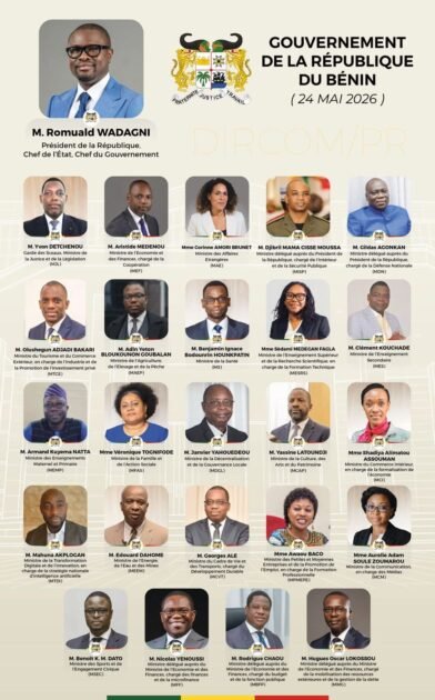 Intégralité du premier Gouvernement de Romuald WADAGNI Découvrez-la la liste complète des ministres nommés.