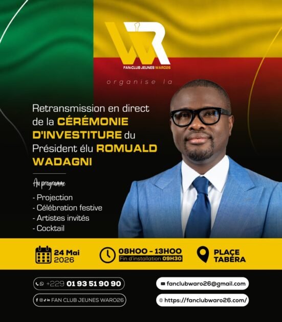 Investiture de Romuald Wadagni : Le Fan Club Jeunes WARO26 organise la retransmission en direct de l&rsquo;événement à Parakou et à Pèrèrè.