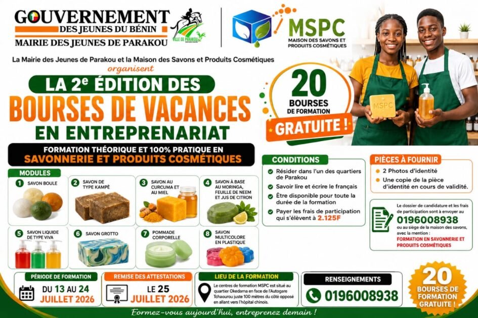 Formation gratuite en savonnerie et produits cosmétiques : Encore quelques jours pour décrocher l&rsquo;une des 20 bourses offertes aux populations
