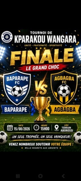 Tournoi Kparakou Wangara: Baparapé FC # Agbagba FC pour le sacre de la grande finale de ce 15 Août.